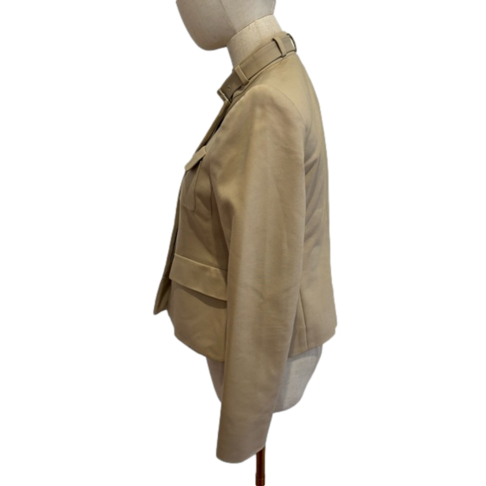 SAFARI STYLE CROPPED JACKET W A MANDARIN COLLAR & 4 FLAP POCKETS EUC 6P - Picture 4 of 9